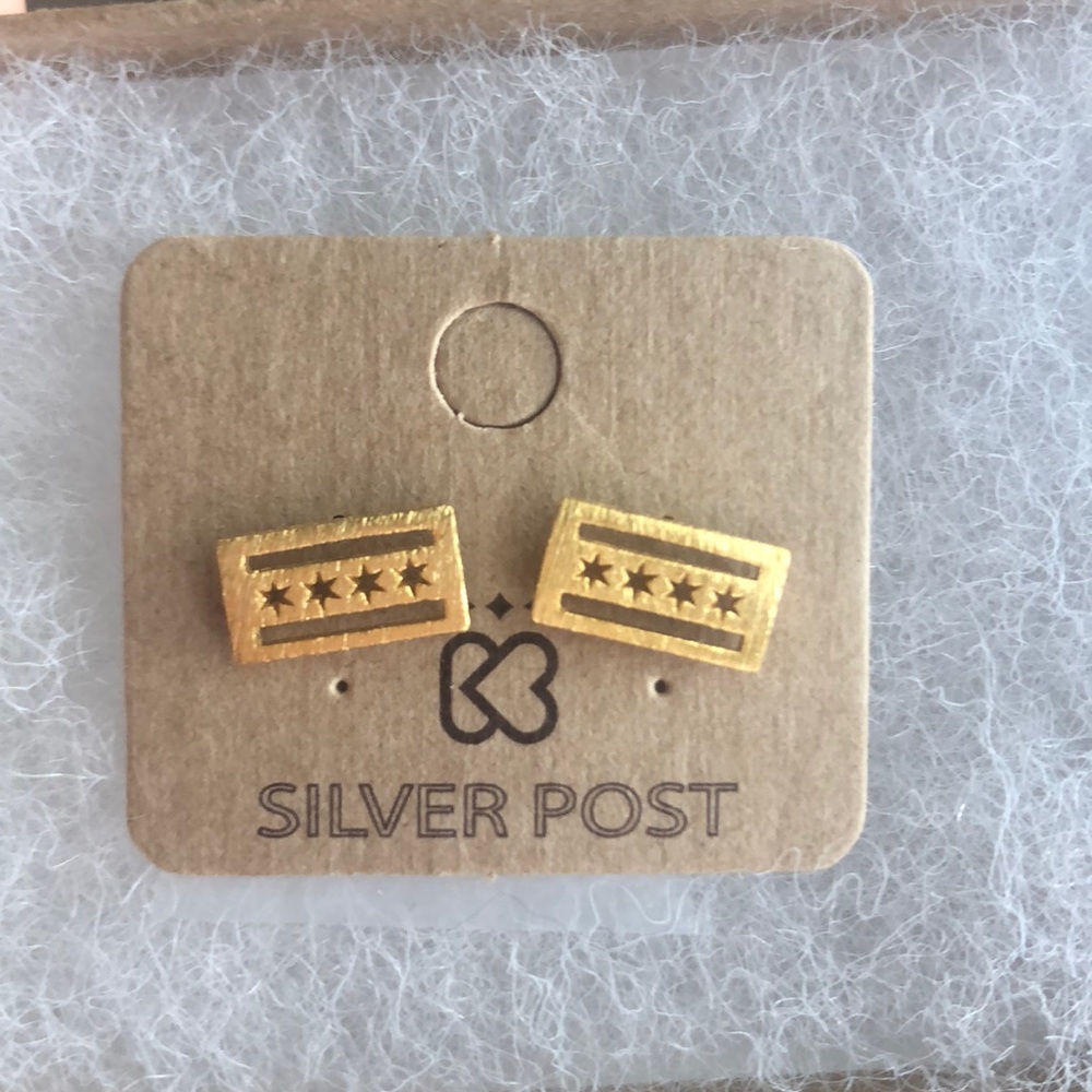 Chicago Flag earrings (gold tone)